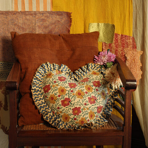 Floral block print cushion